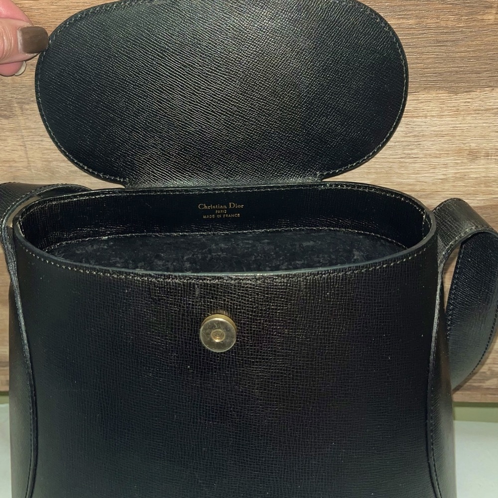 Christian Dior Gold Logo Accent Black Leather Handle Bag Dior Dusty - Picture 10 of 15